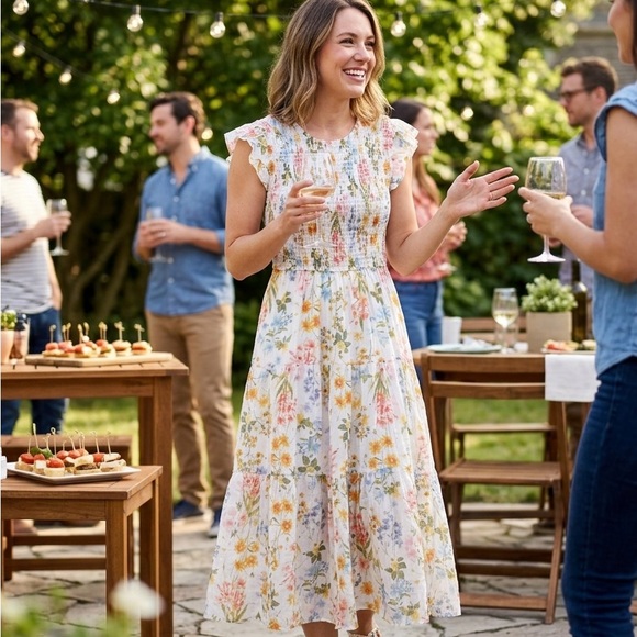 By The River Dresses & Skirts - 🆕 Boho Chic Smocked Tiered Floral Sun Dress by By the River, Size S $5shipped
